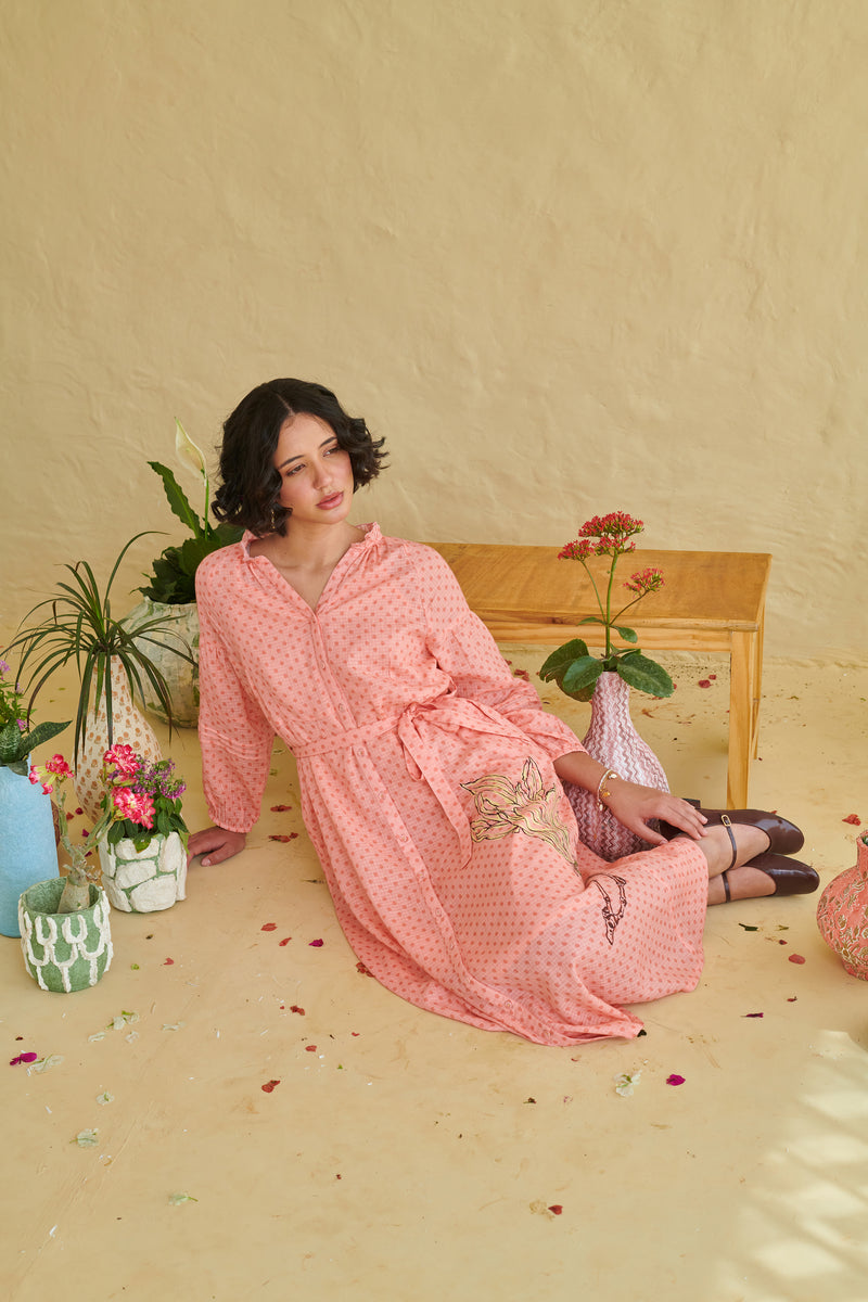 Dune Peach Dress with Belt