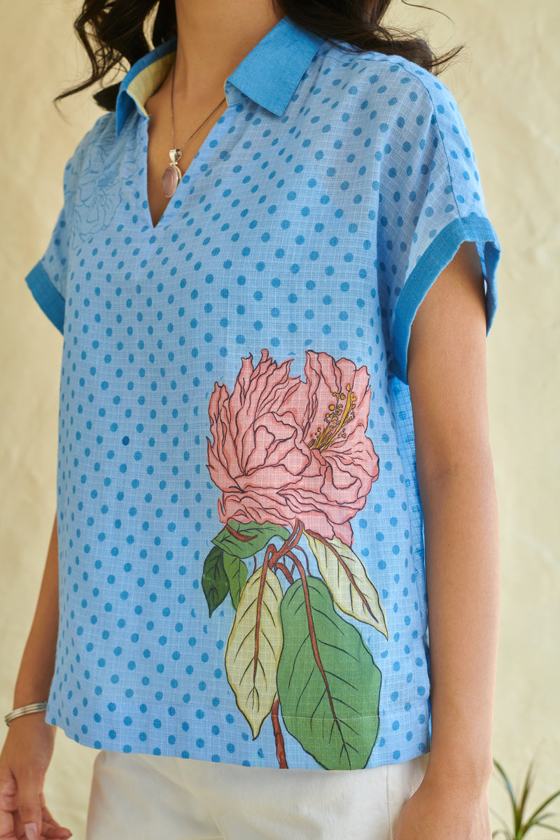 Ziva Blue Boxy Top