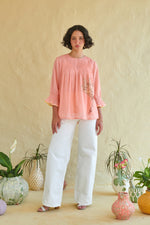Nila Peach Pintucked Top