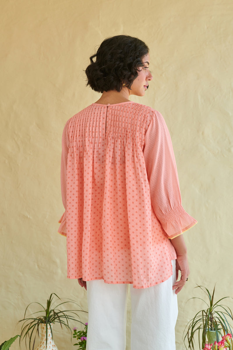 Nila Peach Pintucked Top