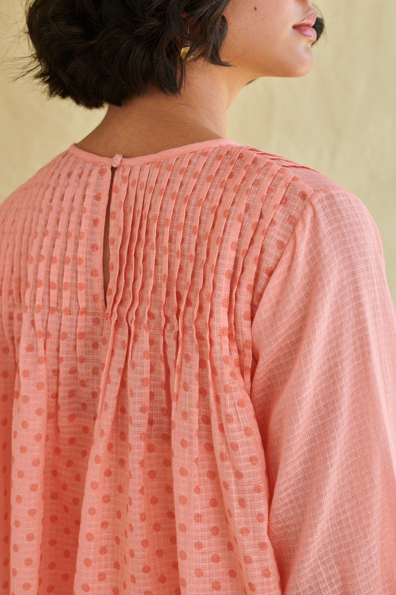 Nila Peach Pintucked Top