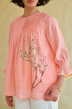 Nila Peach Pintucked Top