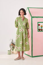 Dune Olive Pixel Midi Dress