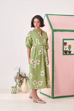 Dune Olive Pixel Midi Dress