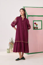 RHYS Burgundy Embroidered Dress
