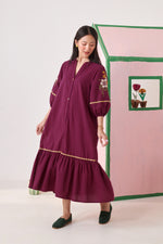 RHYS Burgundy Embroidered Dress