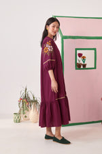 RHYS Burgundy Embroidered Dress