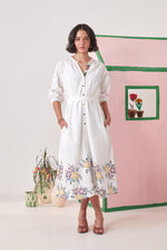 Dune White Pixel Midi  Dress