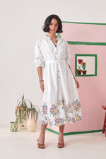 Dune White Pixel Midi  Dress