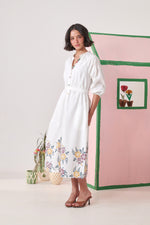 Dune White Pixel Midi  Dress