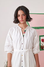 Dune White Pixel Midi  Dress