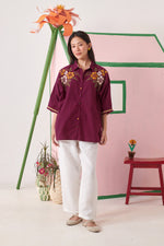 June Burgundy Pixel Boxy Shirt
