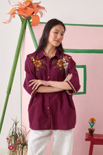 June Burgundy Pixel Boxy Shirt