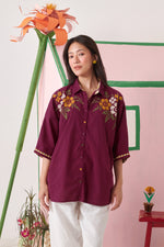 June Burgundy Pixel Boxy Shirt