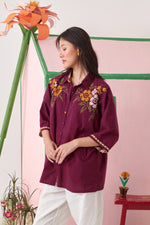 June Burgundy Pixel Boxy Shirt