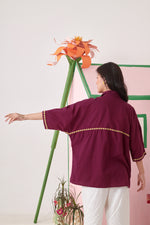 June Burgundy Pixel Boxy Shirt