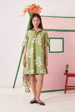 Raavil Olive Pixel  Short Shirt
