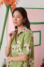 Raavil Olive Pixel  Short Shirt