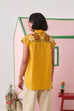 Ami Mustard Pixel Embroidered Shirt