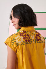 Ami Mustard Pixel Embroidered Shirt