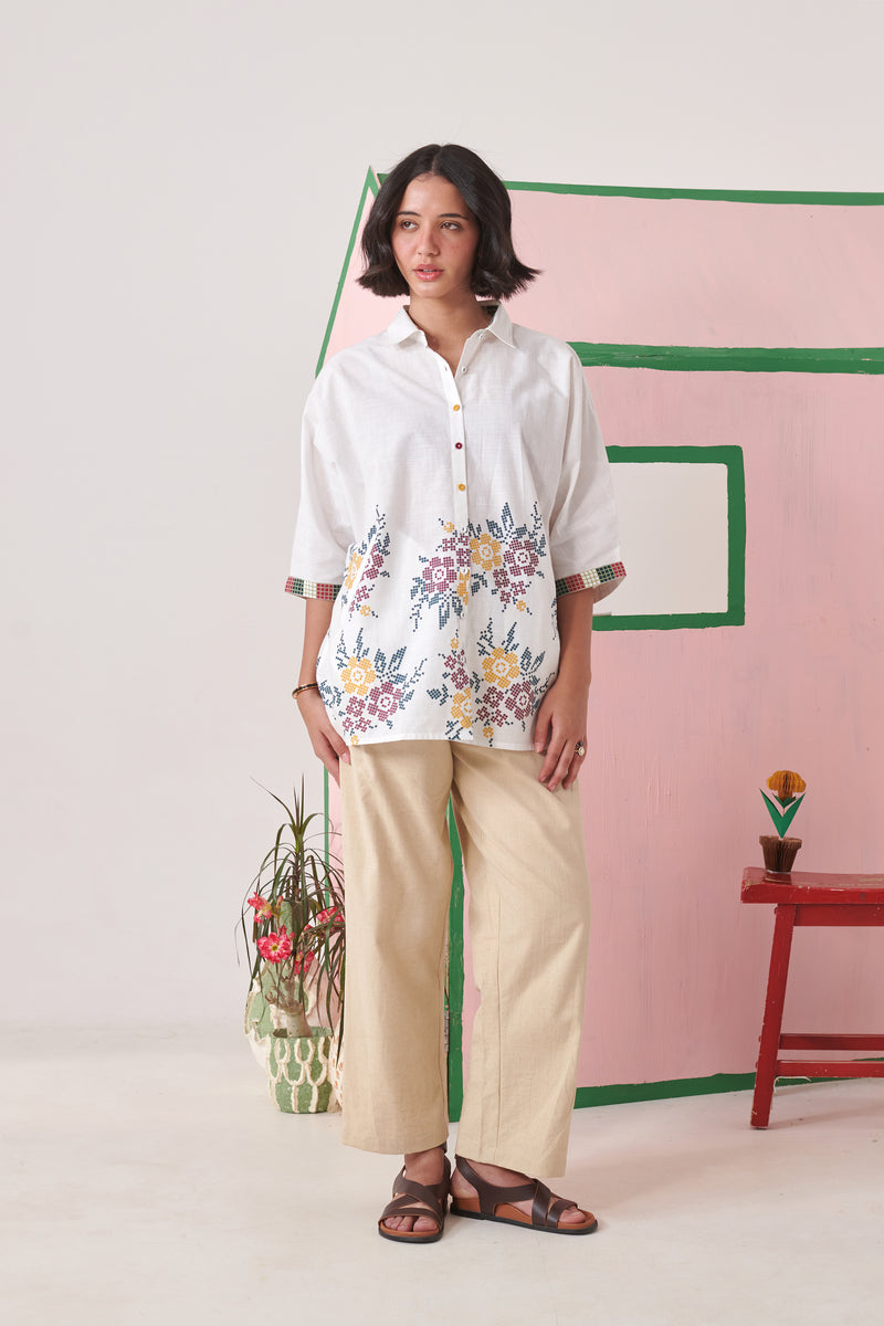 June White Pixel Boxy Shirt