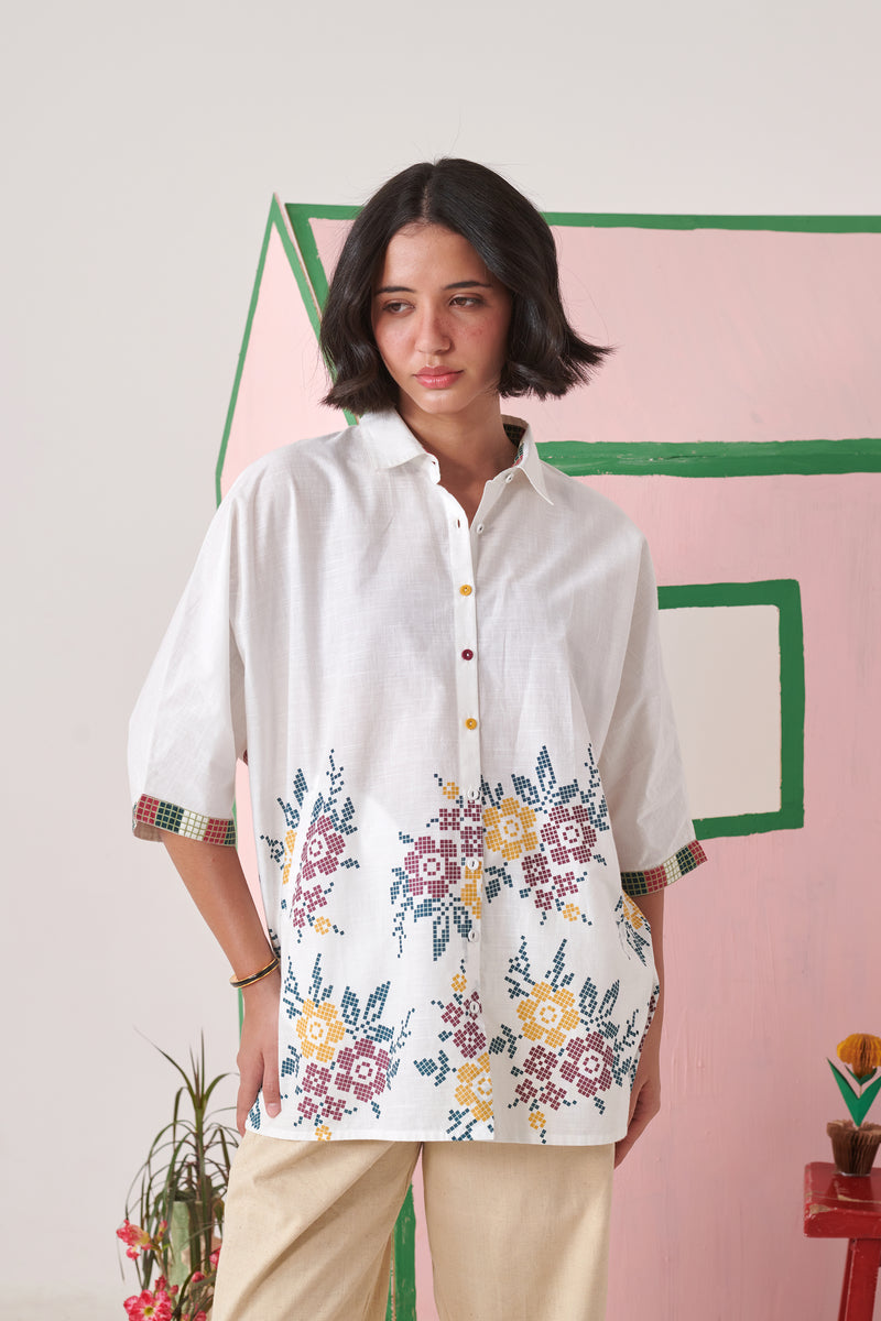 June White Pixel Boxy Shirt