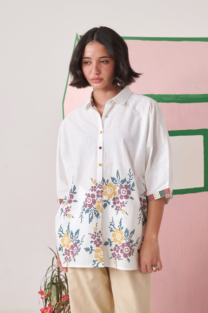 June White Pixel Boxy Shirt
