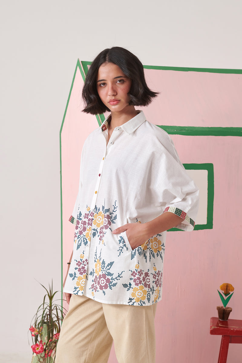 June White Pixel Boxy Shirt