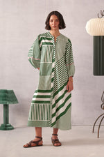 Myra Green Striped Midi Dress