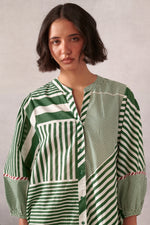 Myra Green Striped Midi Dress