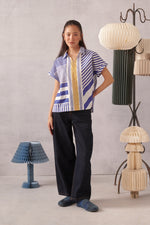 Ziva Blue Striped Boxy Top