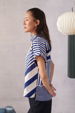 Ziva Blue Striped Boxy Top