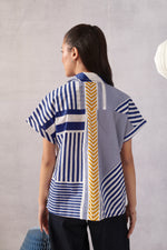 Ziva Blue Striped Boxy Top