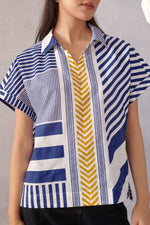 Ziva Blue Striped Boxy Top