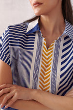 Ziva Blue Striped Boxy Top