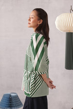 June Green Striped Relaxed Shirt
