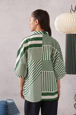 June Green Striped Relaxed Shirt