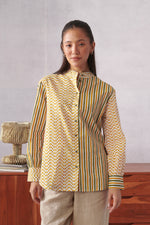 Theo Ochre Striped Cotton Classic Shirt
