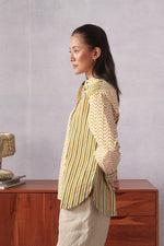 Theo Ochre Striped Cotton Classic Shirt