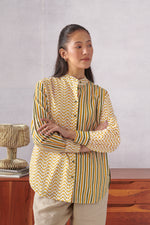 Theo Ochre Striped Cotton Classic Shirt