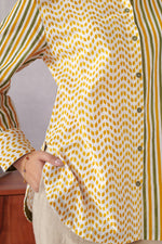 Theo Ochre Striped Cotton Classic Shirt