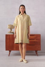 Raavi Ochre Striped Short Dress