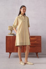 Raavi Ochre Striped Short Dress