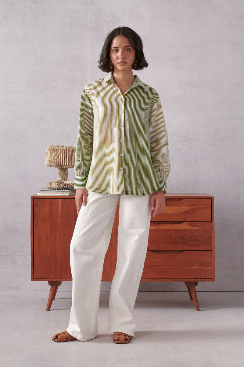 Elio Green Striped Everyday Shirt