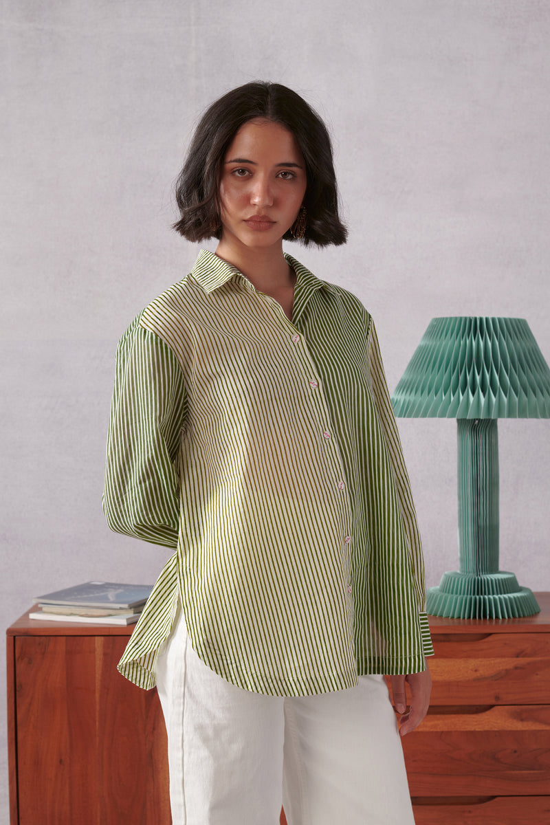 Elio Green Striped Everyday Shirt
