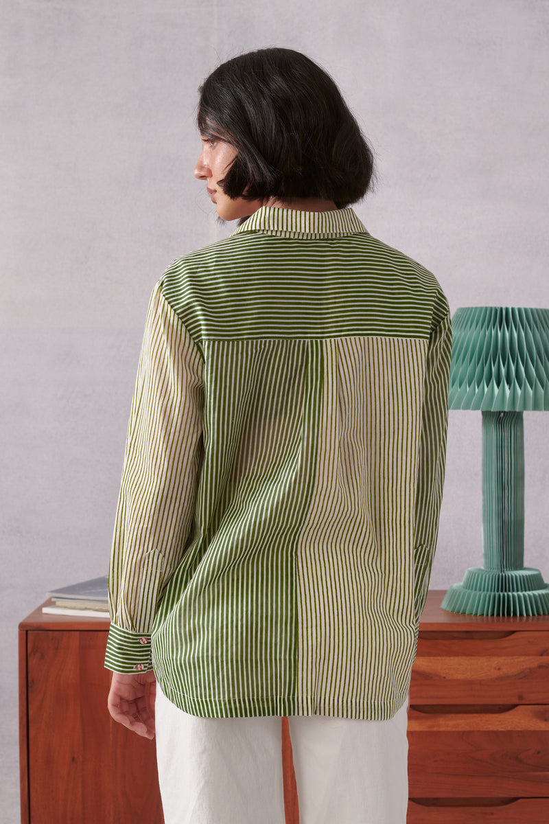 Elio Green Striped Everyday Shirt
