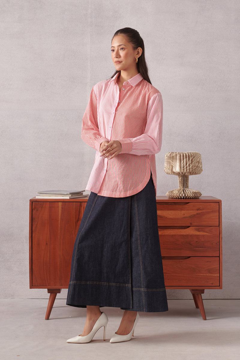 Elio Coral Pink Striped Everyday Shirt