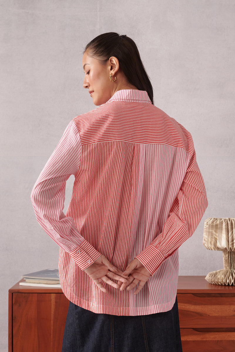Elio Coral Pink Striped Everyday Shirt