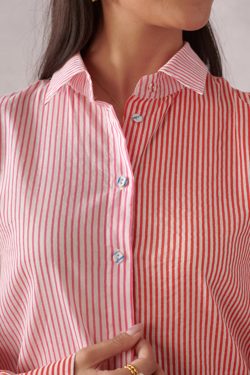 Elio Coral Pink Striped Everyday Shirt