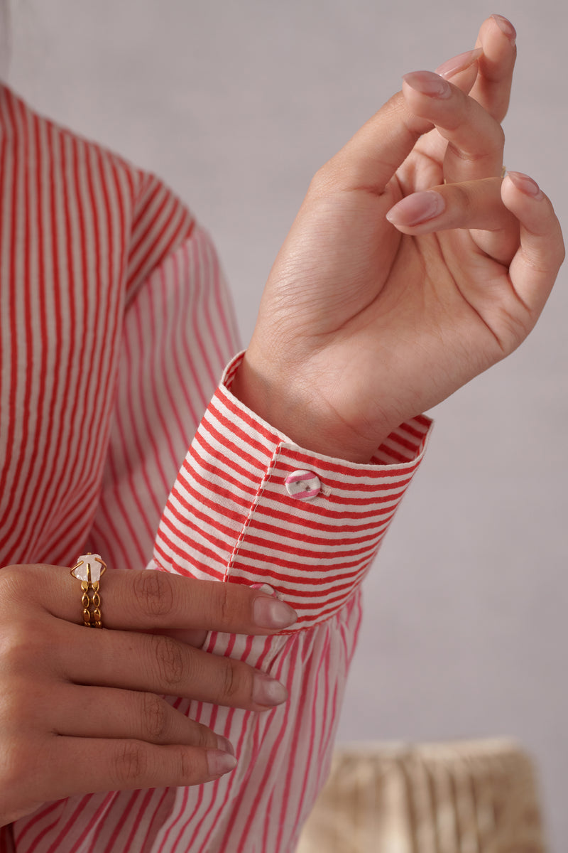 Elio Coral Pink Striped Everyday Shirt
